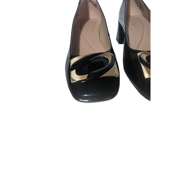 CLARKS NYTA 45 JAZZ HEELS WOMEN SHOES BLACK SIZE 8.5 EUC FAST SHIPPING - Picture 4 of 16